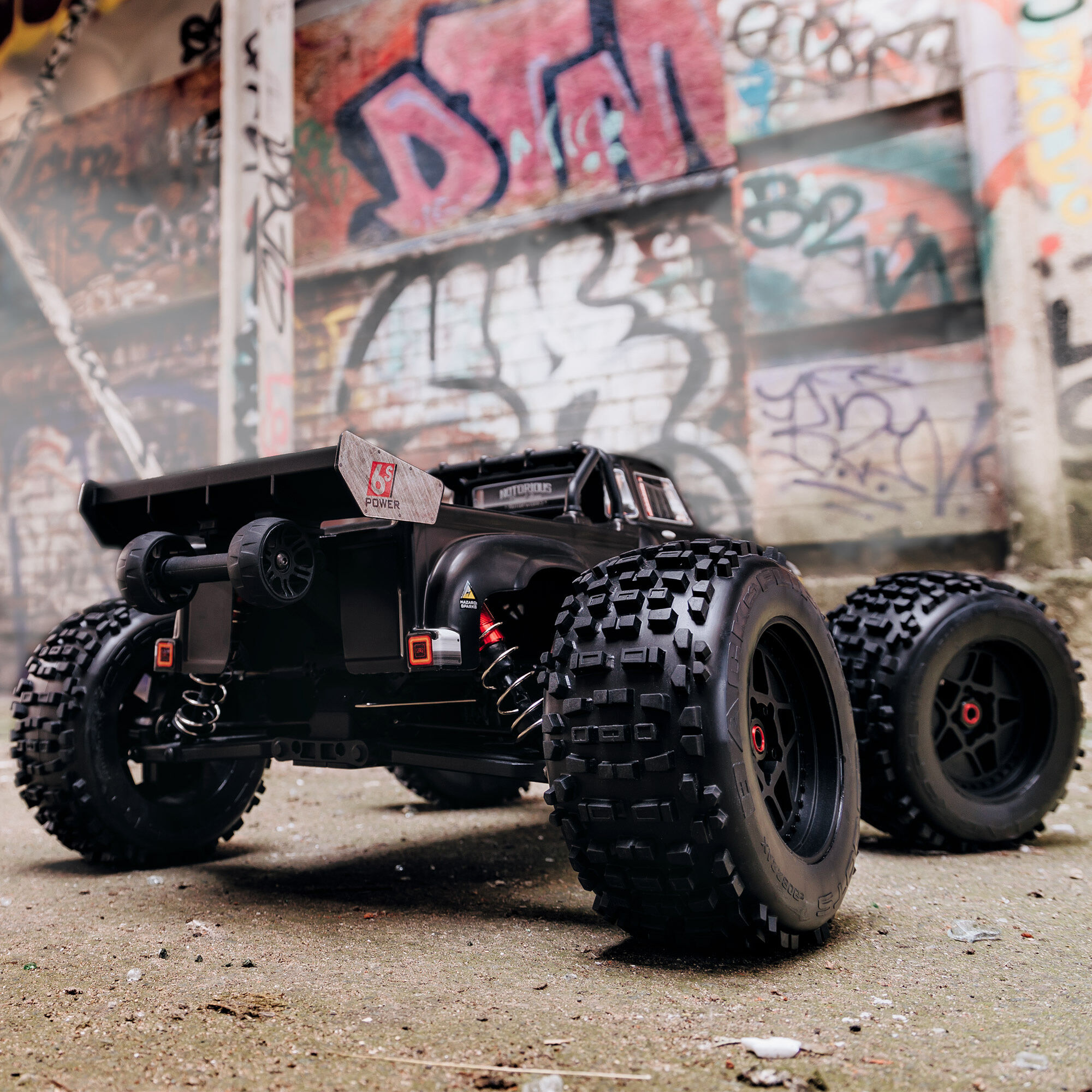 1/8 NOTORIOUS 6S 4X4 RTR Brushless Stunt Truck, Black | ARRMA