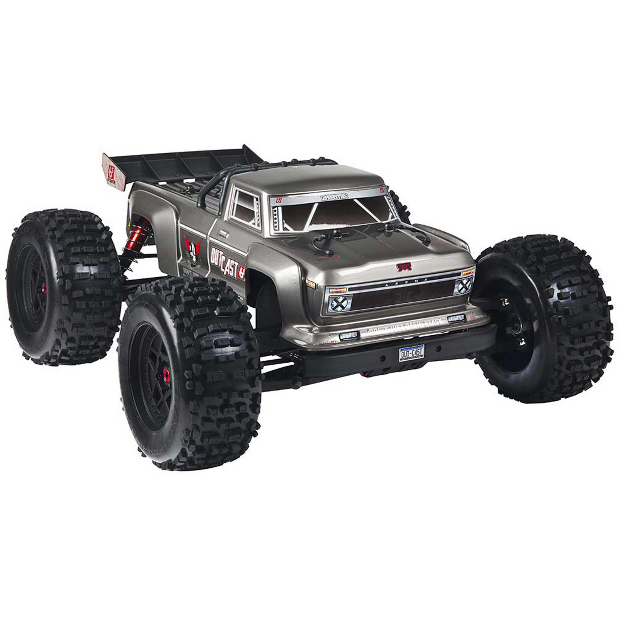 1 8 OUTCAST 6S 4X4 RTR Brushless Stunt Truck Silver ARRMA