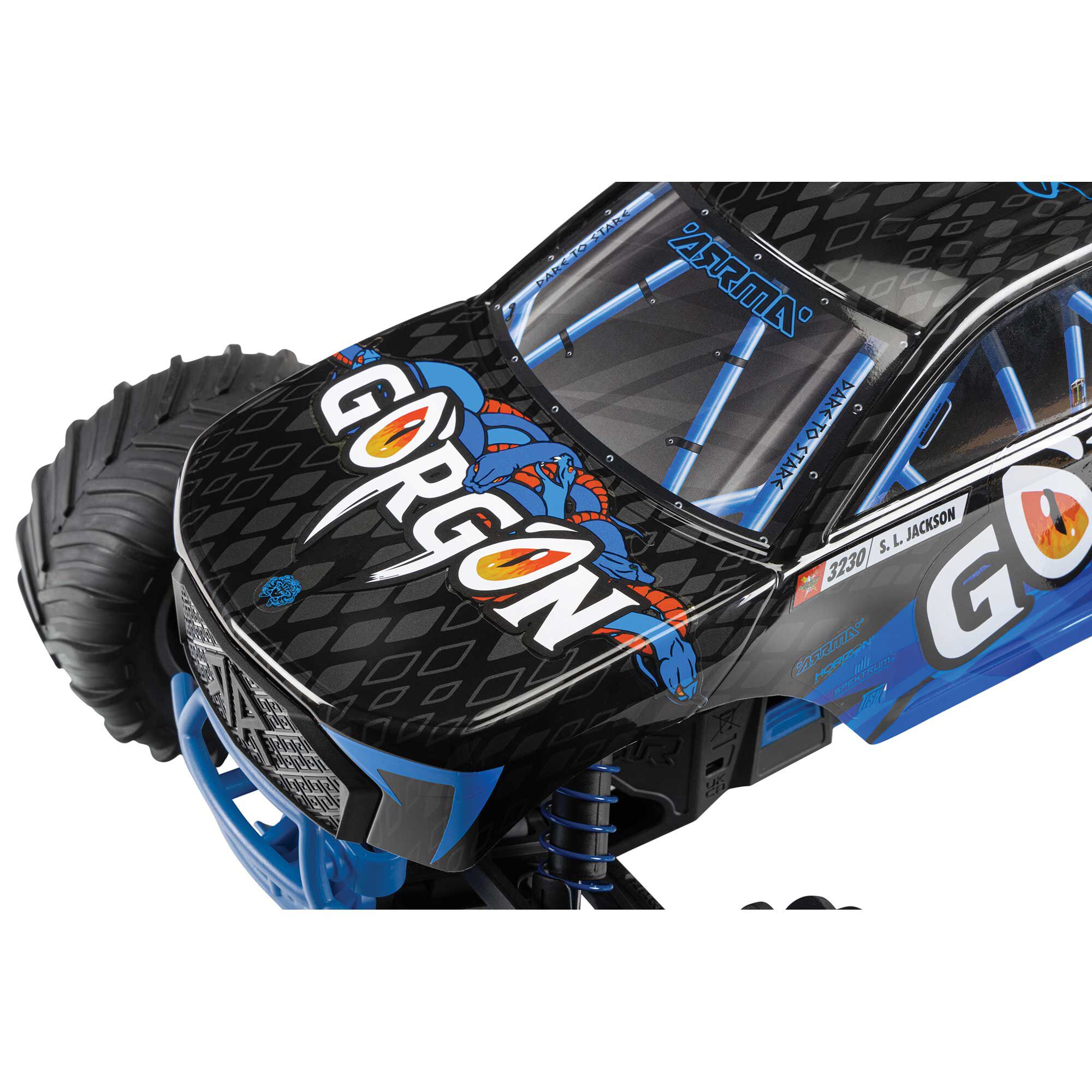 ARRMA GORGON 1/10ラジコン ブラック/ブルー RTRセット ARRMA 1/10 GORGON 2WD RTR Brushed Monster Truck, Blue