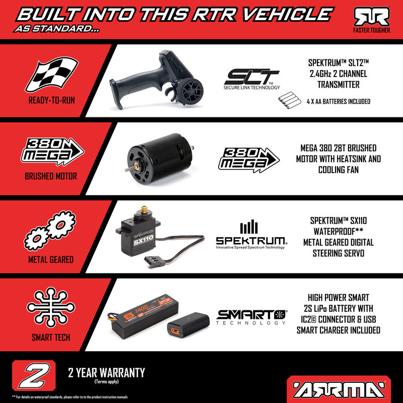 ARRMA 1/16 ������ �ö��̾� �׷� 4X4 RTR �귯�õ� ���� ���� Ʈ�� (���͸� �� ������ ����), ȭ��Ʈ