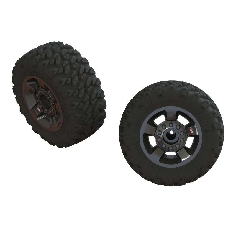 1/10 RAGNAROK MT Front/Rear 2.8 Pre-Mounted Tires, ST, 14mm Hex, Black Chrome (2)