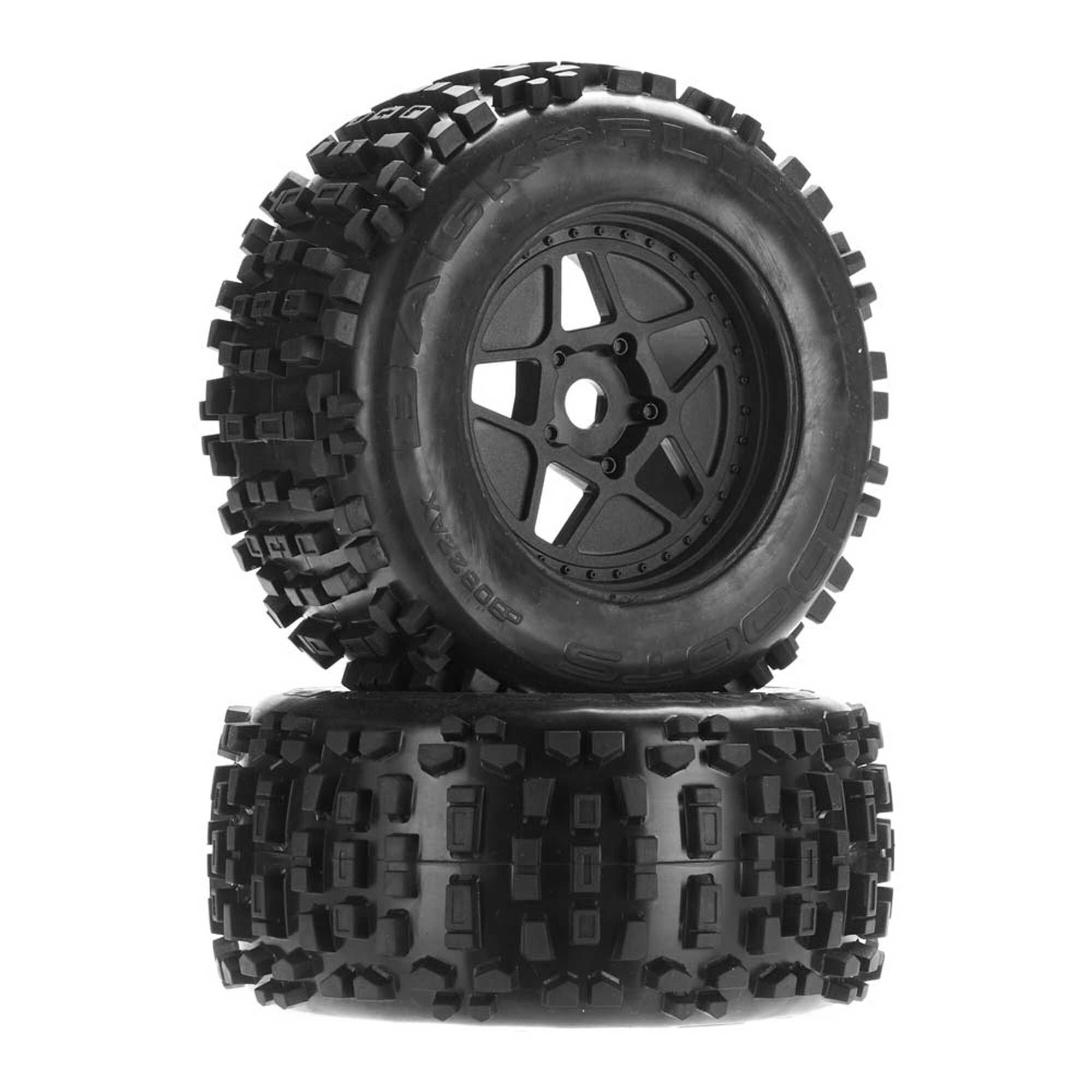 for Arrma Tires 4X Wheel Rim Tire Set Fit for 1/10 Arrma 6s 4s 3s Mega550 Vorteks Senton Granite Old Big Rock Typhon Infraction Felony Arrma Tires and Wheels Etc 