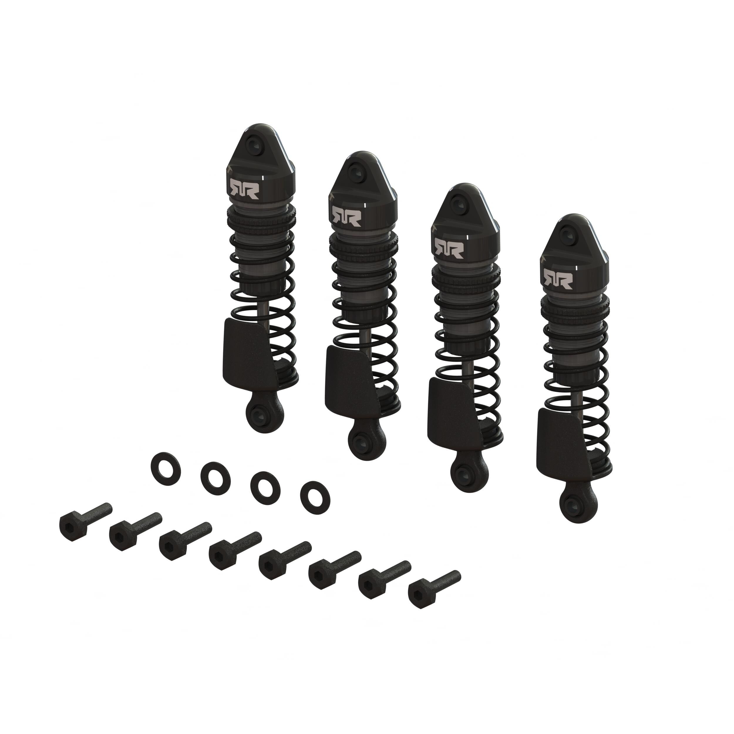 Aluminum Shock Set, 58mm Length, 2000cSt Oil (4), Gunmetal
