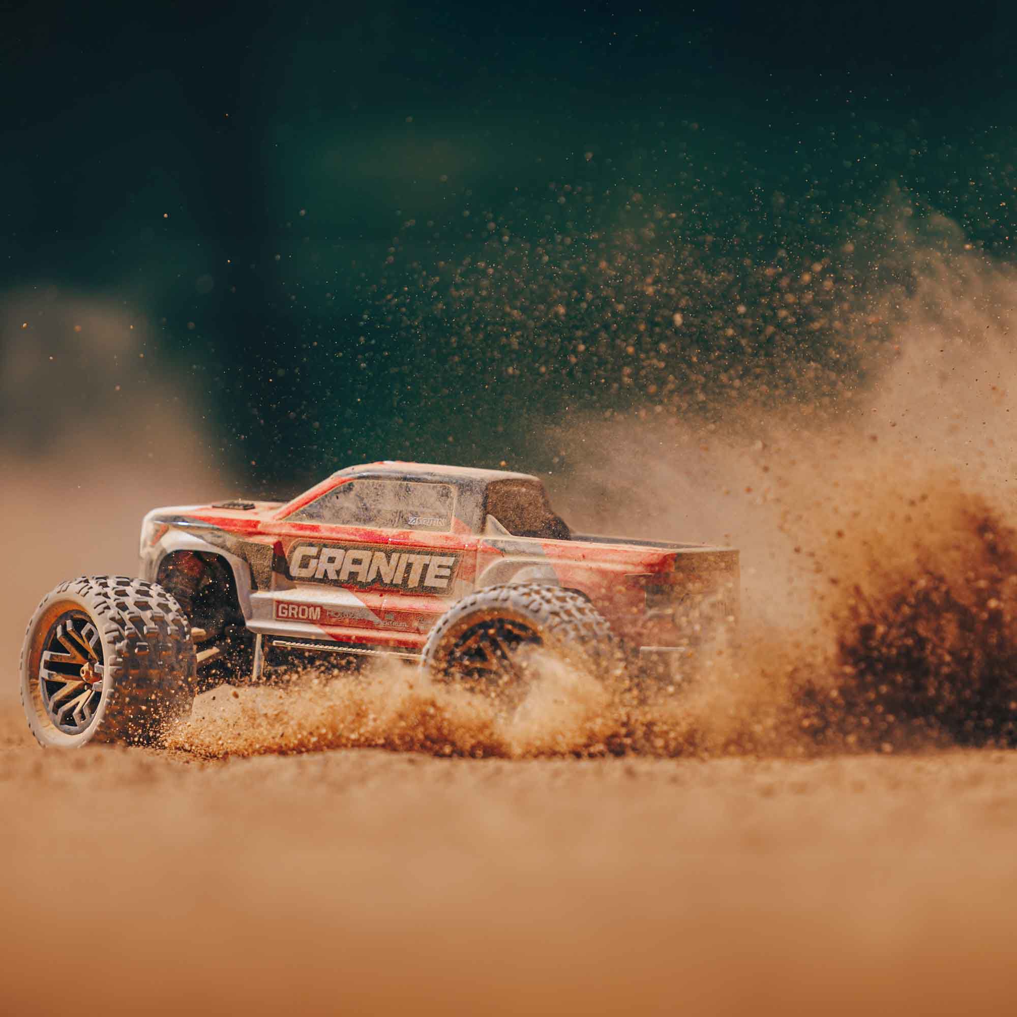 1 18 GRANITE GROM 4X4 RTR Brushed Monster Truck Battery Charger Included Red Horizon Hobby