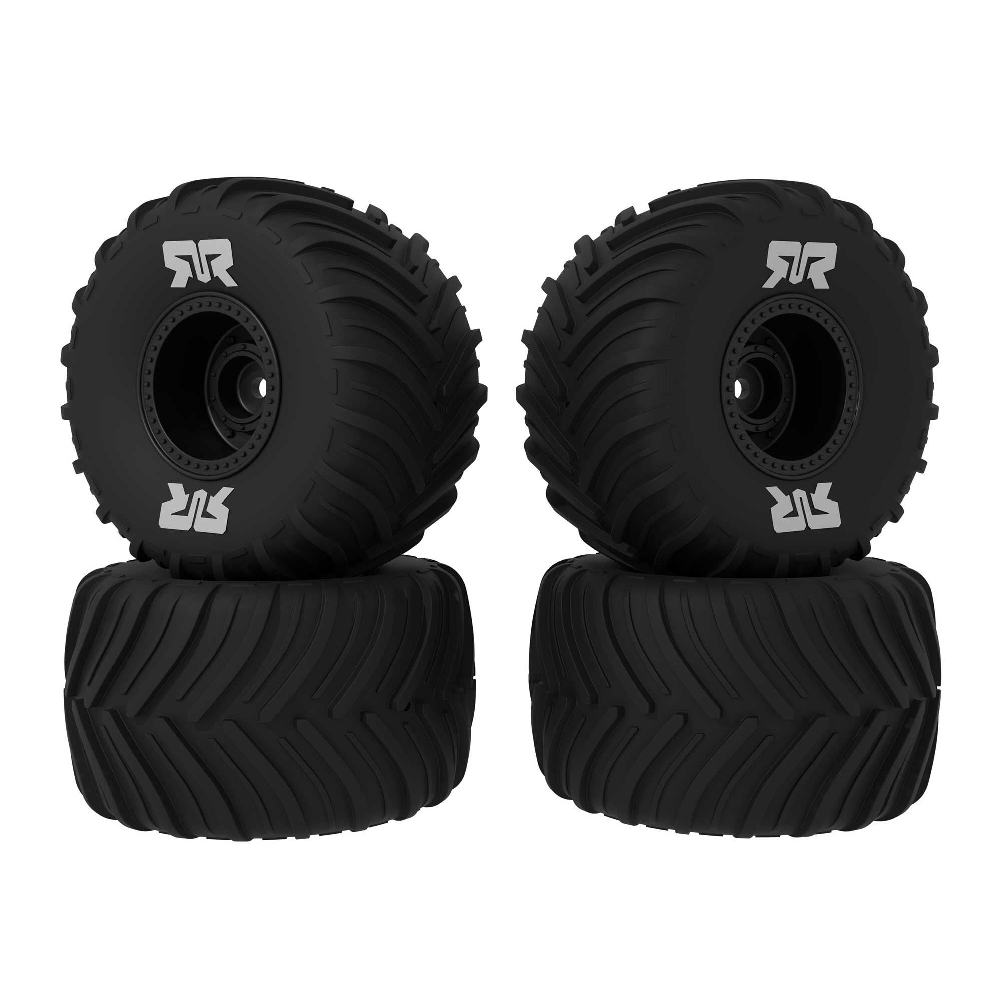 dBoots Chevron Mounted Tire Set Glued, Black (2 Pairs): GROM | ARRMA
