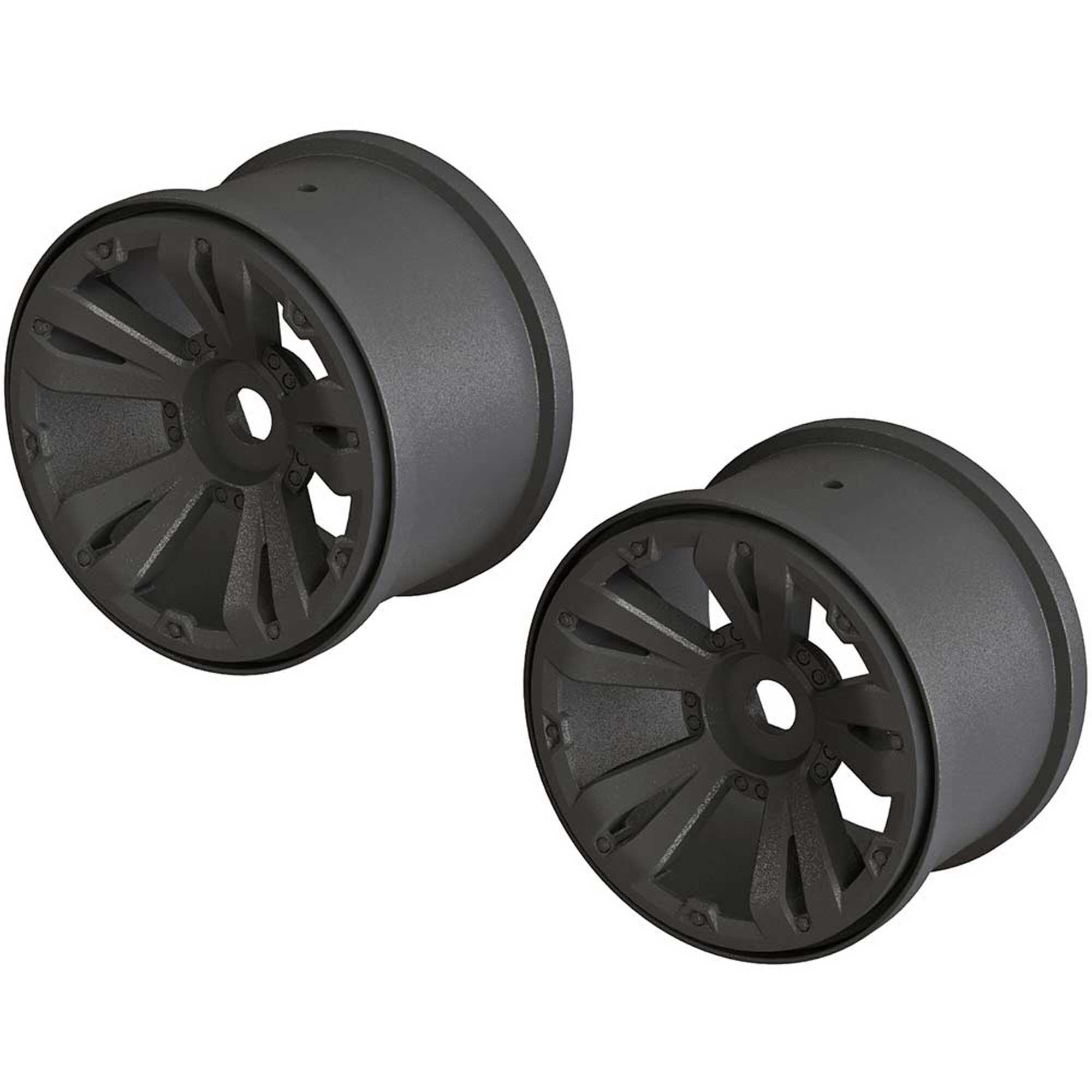 Set of 4#6023 Apex RC Products 1/8 On-Road Black 6 Spoke Wheels/Super Grip Tires 