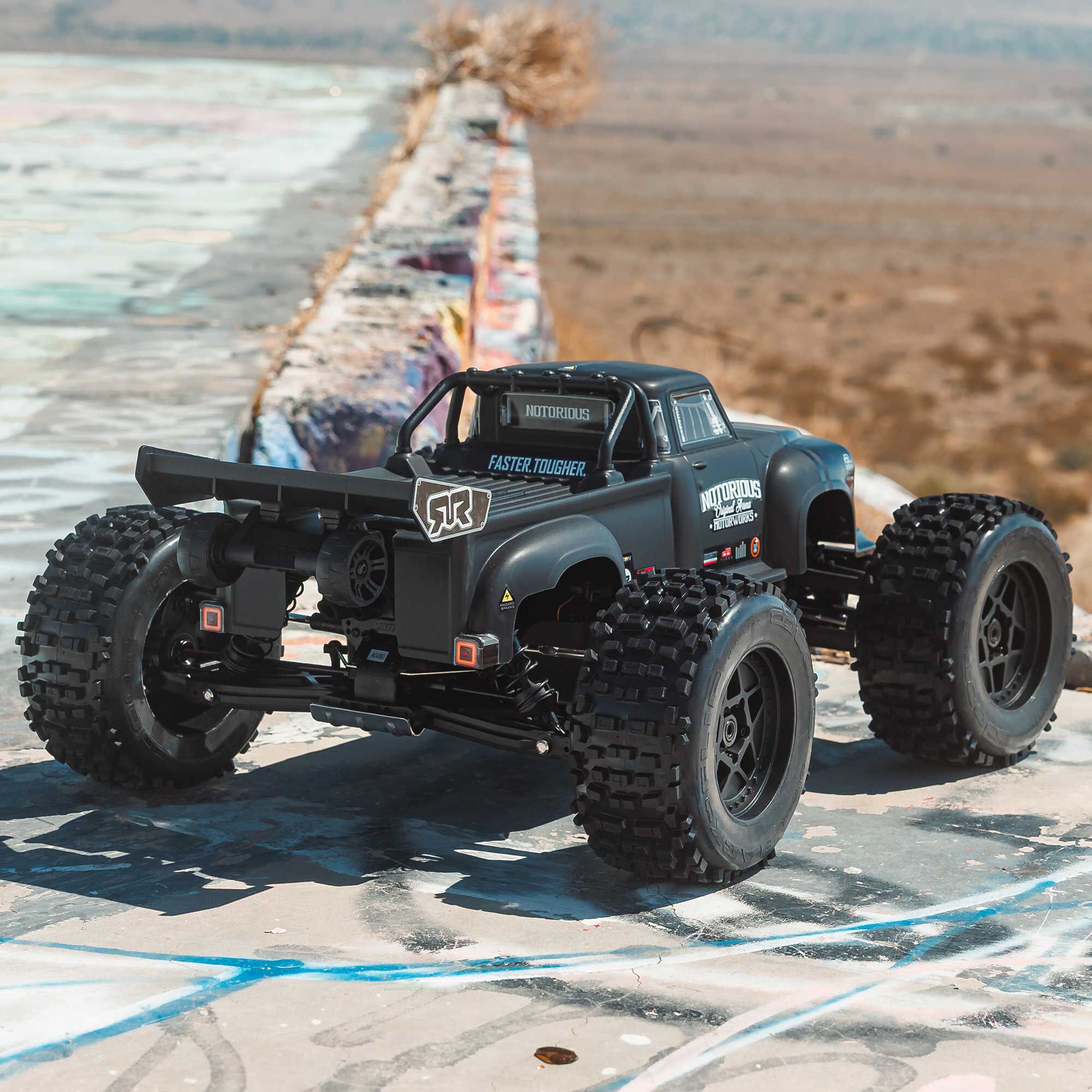 1/8 NOTORIOUS 6S 4X4 RTR Brushless Stunt Truck, Black | ARRMA