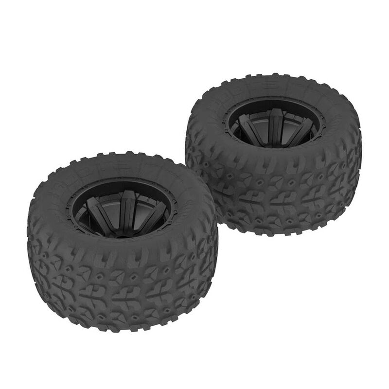 1/10 Copperhead MT Front/Rear Pre-Mounted Tires, 12mm Hex, Black (2)