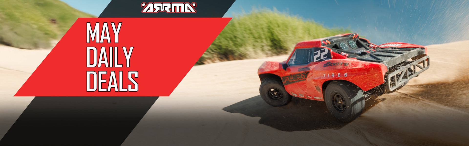 Action Shot of the ARRMA FURY 2WD Ready-to-Run RC Short Course Truck May Daily Deals Sale 2025