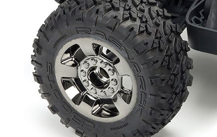 dBoots® RAGNAROK MT Multi-surface Tires on Black Chrome Multi-spoke Street Truck Wheels