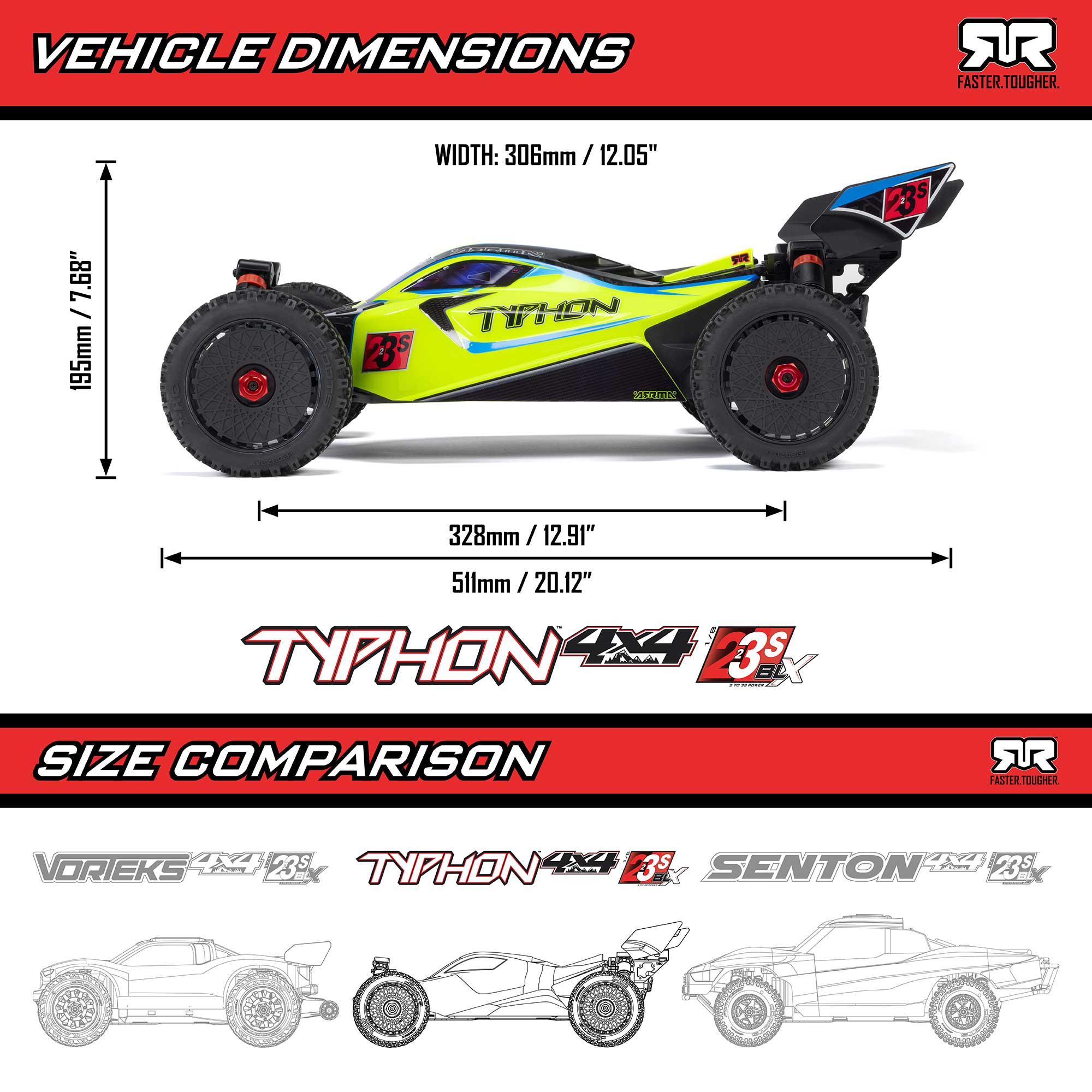 1/8 TYPHON 223S DSC 4X4 RTR Brushless Buggy, Red