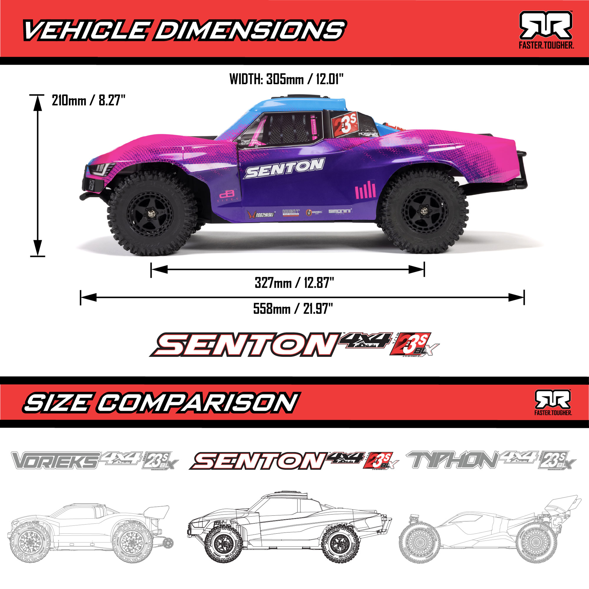 1/10 SENTON 223S DSC 4X4 RTR Brushless Short Course Truck, Blue