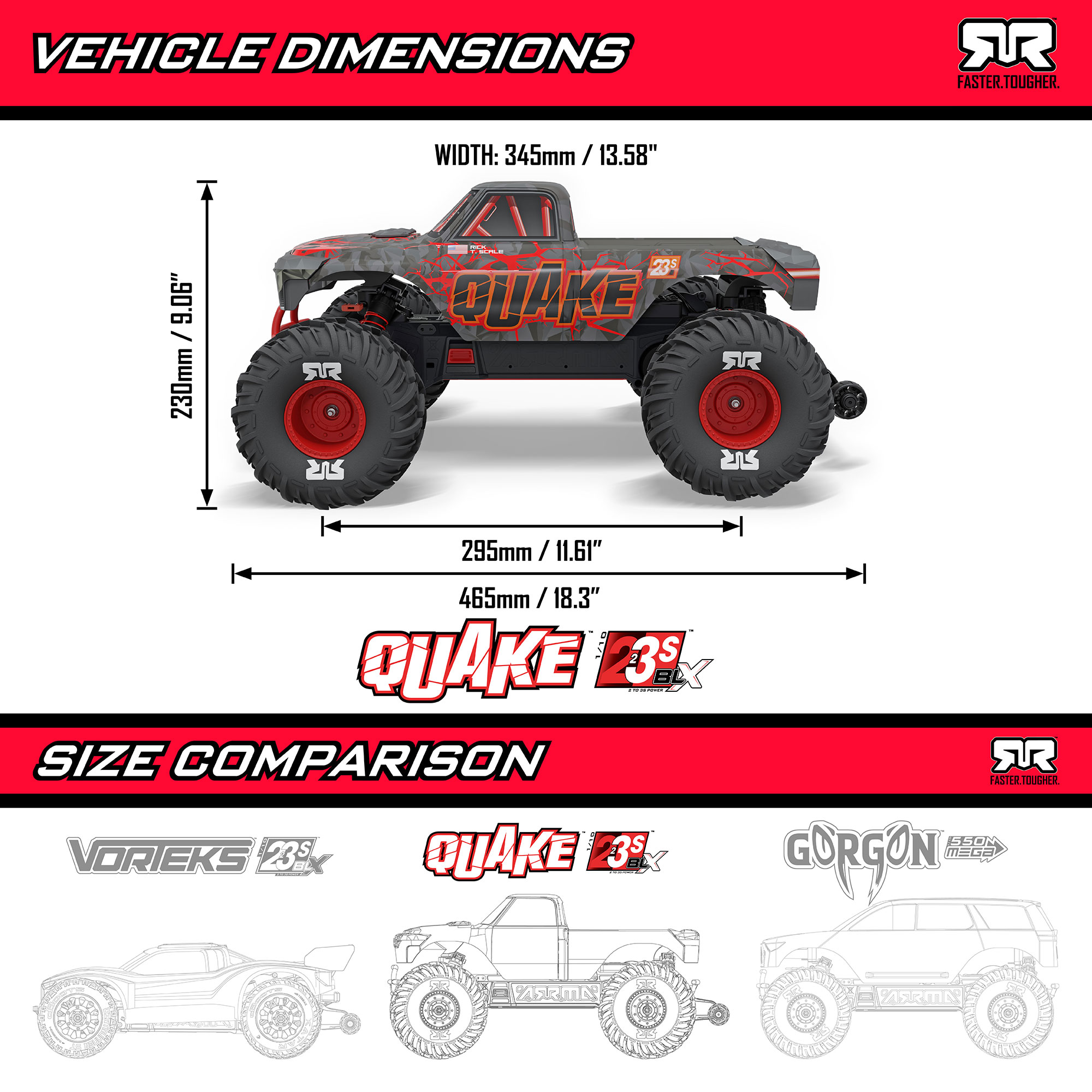 1/10 QUAKE 223S DSC 2WD RTR Brushless Monster Truck, Purple