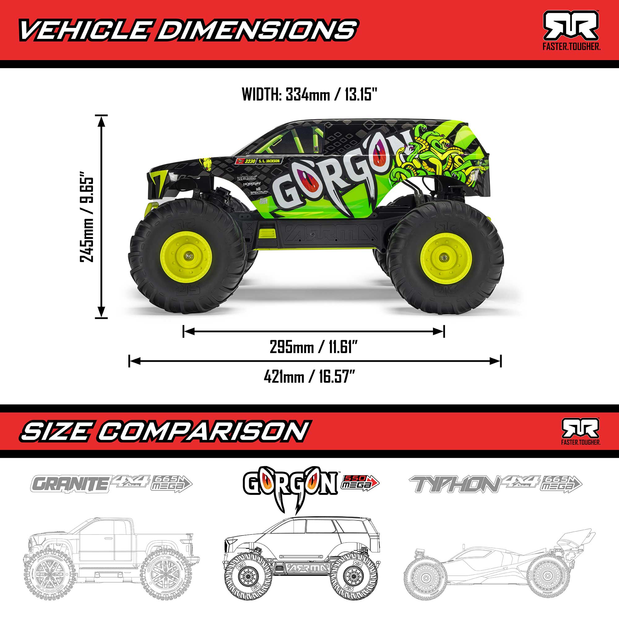 ARRMA 1/10 GORGON 2WD RTR Brushed Monster Truck (Battery & Charger Included)
